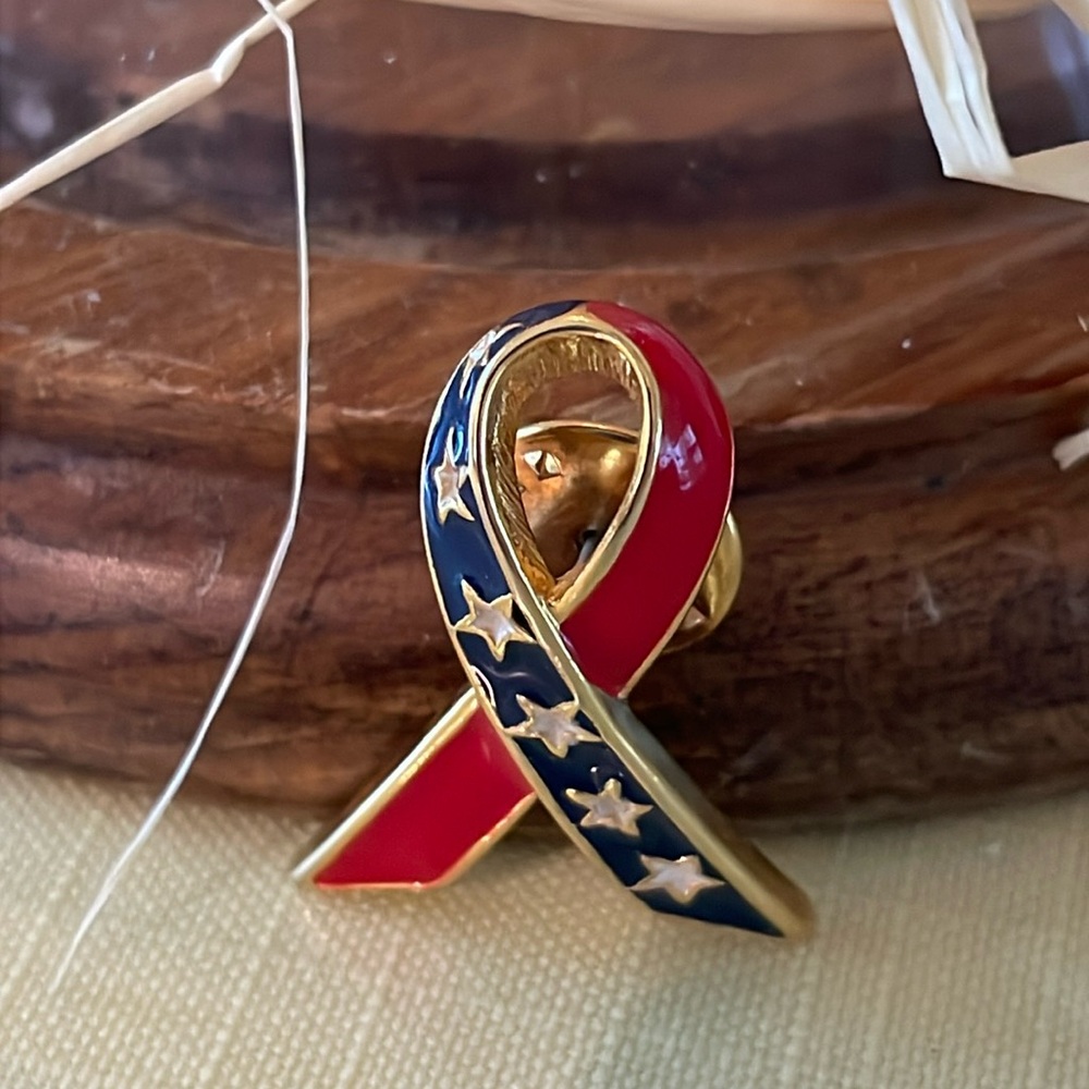 U.S.A.Red White Blue Ribbon Lapel Pin